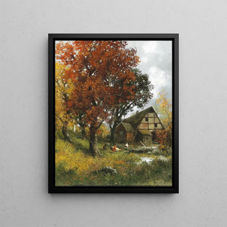 Adolf Kaufmann - A Mill in an Autumnal Forest.webp