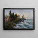 Paisaje mediterráneo con templo antiguo - Adolf Kaufmann — cuadro enmarcado en la pared