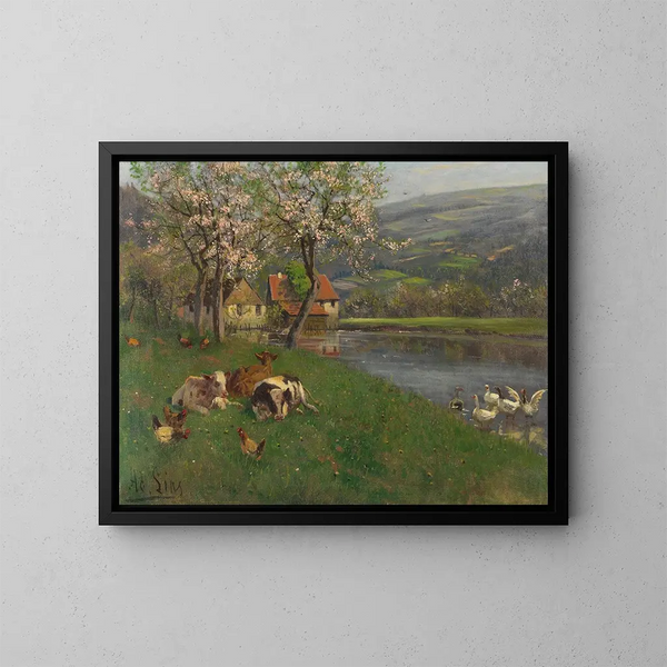 Summer Day by the Lake Painting - Adolf Lins — framed artwork on a wall