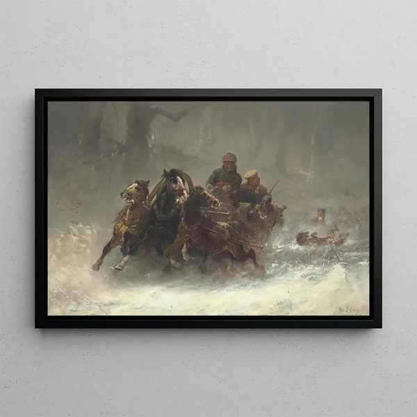 Adolf Schreyer - A Troika Pursued by Wolves.webp