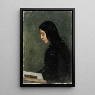 Adolf Von Becker - Reading Black Haired Woman.webp