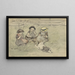 Three girls with a dog sitting in a meadow - Adolf le Comte — framed artwork on a wall