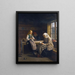 A young girl knitting in an interior Hardanger - Adolph Tidemand — framed artwork on a wall