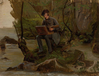 Adolph Tidemand - A Painter at his Paint Box.webp