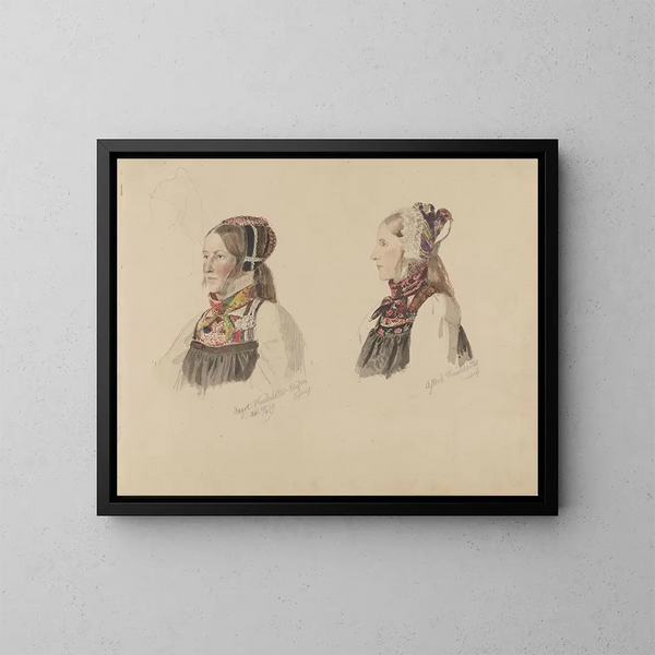 Aagot Knutsdatter Mykin y Astrid Knutsdatter Hell - Adolph Tidemand — cuadro enmarcado en la pared