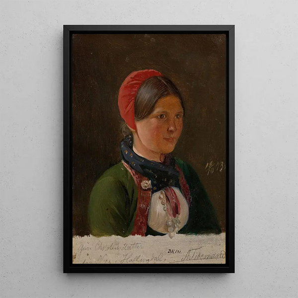 Girl of Hallingdal - Adolph Tidemand — framed artwork on a wall