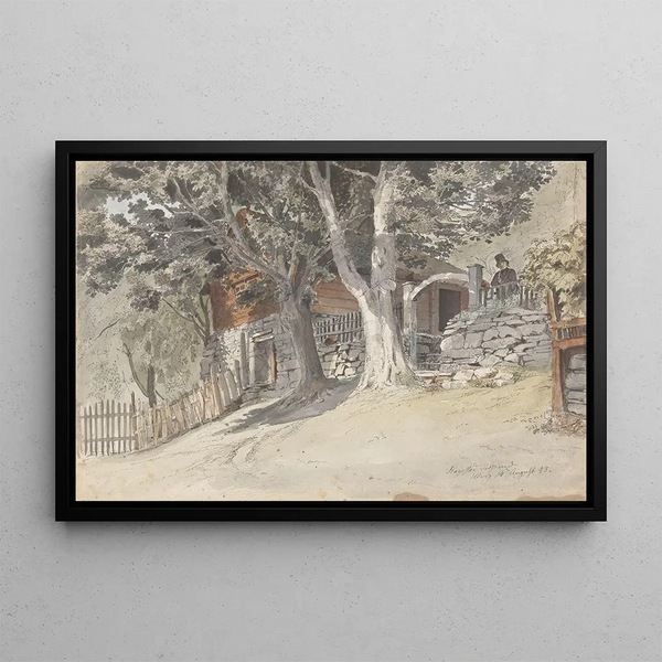 Hagestad prestegrd Ulvik i Hardanger - Adolph Tidemand — framed artwork on a wall