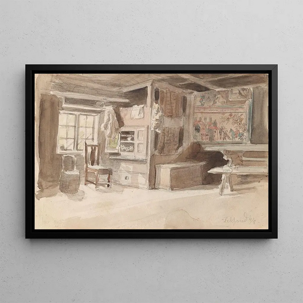 Interior Painting at Leksand - Adolph Tidemand — framed artwork on a wall