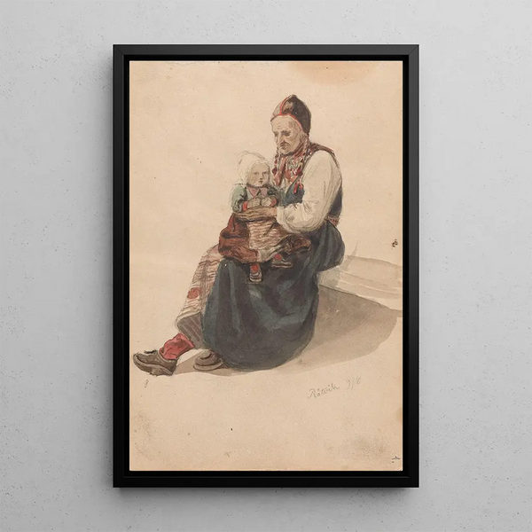 Adolph Tidemand - Kone med barn p fanget Rttvik.webp