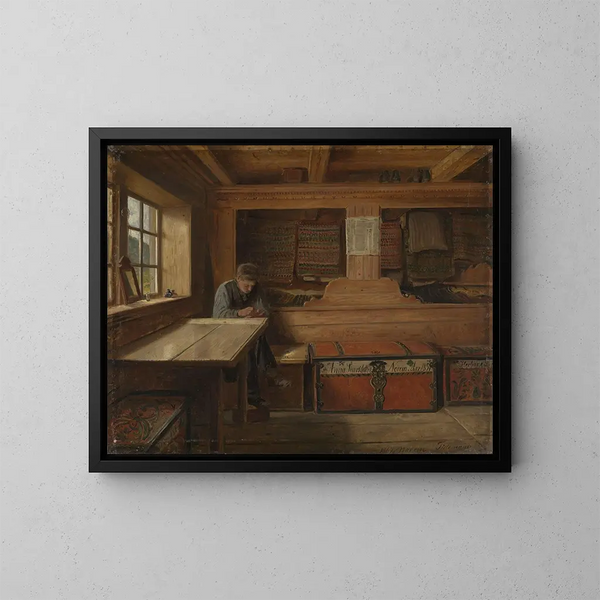 Antiguo desván de Viky - Adolph Tidemand — cuadro enmarcado en la pared