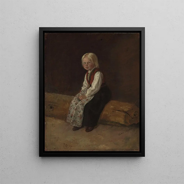 Portrait of Sella Larsdatter Vikr - Adolph Tidemand — framed artwork on a wall