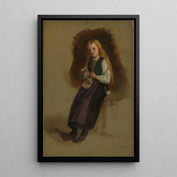 Portrait of Syneve Larsdatter de Vikr - Adolph Tidemand — framed artwork on a wall