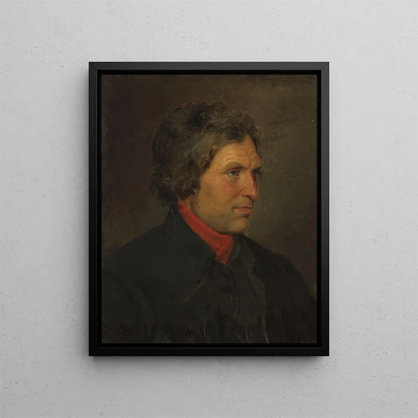 Portrait of Farmer Torstein Ringheim from Voss - Adolph Tidemand — framed artwork on a wall