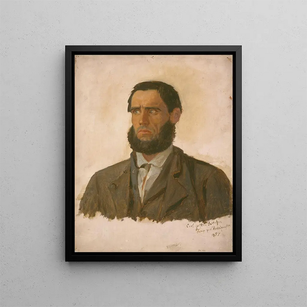 Portrait of the prisoner Carl Gustav Svendsen - Adolph Tidemand — framed artwork on a wall