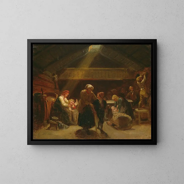 Domingo por la mañana en una granja - Adolph Tidemand — cuadro enmarcado en la pared