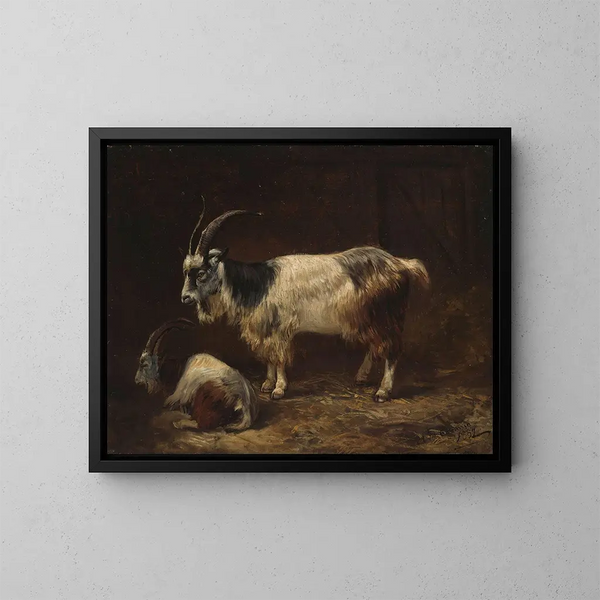 Dos cabras - Adolph Tidemand — cuadro enmarcado en la pared