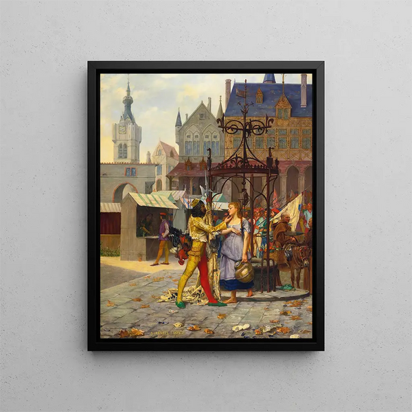 AdolpheAlexandre Lesrel - Flirtation In The Town Square.webp