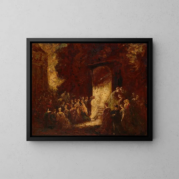 Fiesta de la tarde - Adolphe Monticelli — cuadro enmarcado en la pared