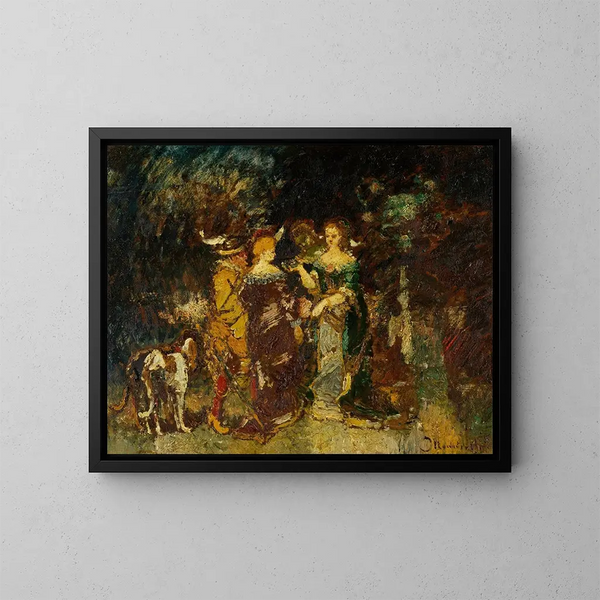 En el parque - Adolphe Monticelli — cuadro enmarcado en la pared