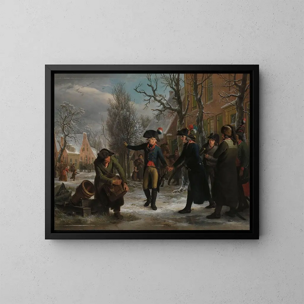 El general Daendels despidiéndose del teniente coronel Krayenhoff - Adriaan de Lelie — cuadro enmarcado en la pared