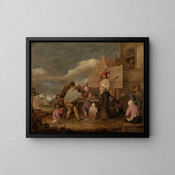 El médico charlatán - Adriaen Brouwer — cuadro enmarcado en la pared