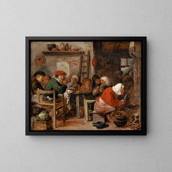 Mujer preparando crepes - Adriaen Brouwer — cuadro enmarcado en la pared