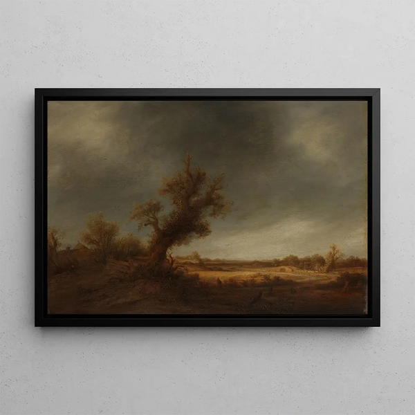 Paisaje con un Viejo Roble - Adriaen van Ostade — cuadro enmarcado en la pared