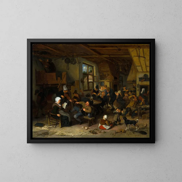 Posada de campesinos - Adriaen van Ostade — cuadro enmarcado en la pared