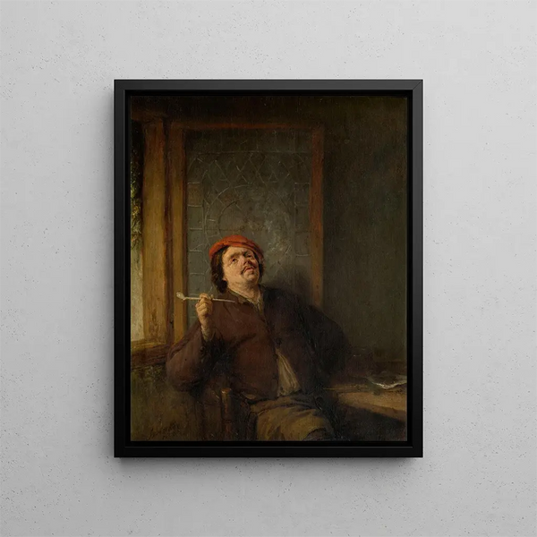 El fumador - Adriaen van Ostade — cuadro enmarcado en la pared