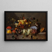 Nature morte avec fruits et un singe mangeant des raisins - Adriaen van Utrecht — framed artwork on a wall