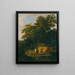 a wooded landscape at dusk with two shepherds, a dog, sheep, and cattle - Adriaen van de Velde — framed artwork on a wall