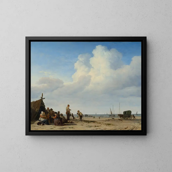 View of Beach - Adriaen van de Velde — framed artwork on a wall