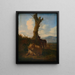 Italian landscape painting with a ram, other sheep, and a dead tree - Adriaen van de Velde — framed artwork on a wall