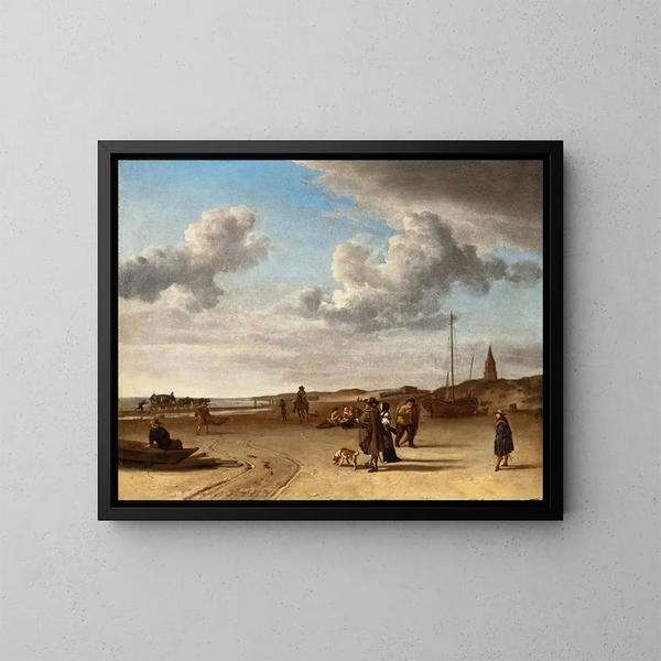 La Plage de Scheveningen - Adriaen van de Velde — framed artwork on a wall