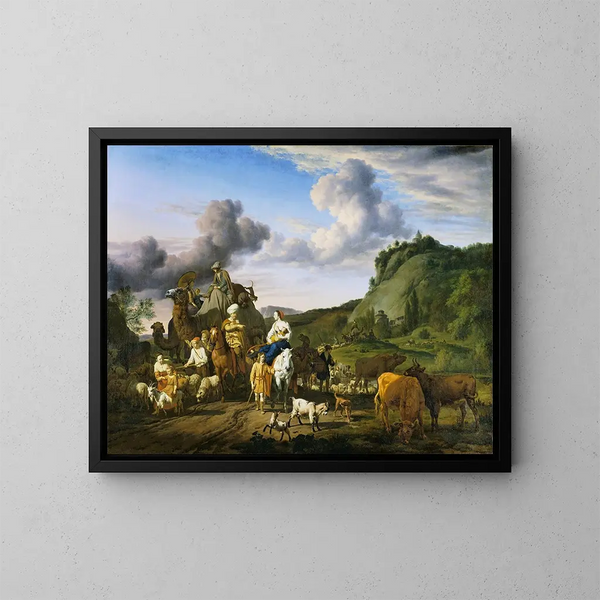 The Migration of Jacob - Adriaen van de Velde — framed artwork on a wall