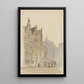 Adrianus Eversen - Ronde Lutherse kerk en enige huizen te Amsterdam.webp