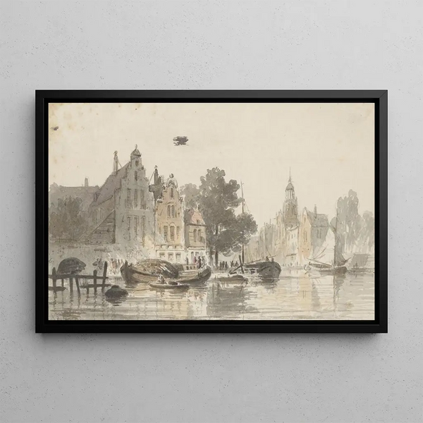 Adrianus Eversen - Stadsgezicht met kanaal.webp