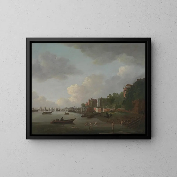 Una vista imaginaria del puente de Westminster - Adrien Leprieur — cuadro enmarcado en la pared