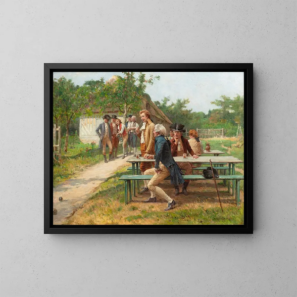 Los jugadores de bochas - Adrien Moreau — cuadro enmarcado en la pared