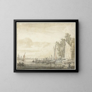 Aelbert Cuyp - Boten bij een steiger in een rivier.webp