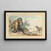 a monkey sitting on a rock looking at a civet - Aert Schouman — framed artwork on a wall