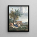 a farmer and a farmworker with a child in a landscape with livestock - Aert Schouman — framed artwork on a wall