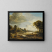 a river landscape with figures and livestock - Aert van der Neer — framed artwork on a wall