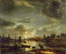 Moonlit Canal Scene - Aert van der Neer — artwork view