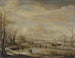 River with a footbridge - Aert van der Neer — artwork view