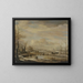 River with a footbridge - Aert van der Neer — framed artwork on a wall