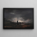 Landscape painting in moonlight with a windmill - Aert van der Neer — framed artwork on a wall