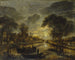 paisaje nocturno de canal con barcos de pesca - Aert van der Neer — vista de la obra