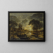 paisaje nocturno de canal con barcos de pesca - Aert van der Neer — cuadro enmarcado en la pared
