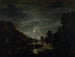 River landscape painting in moonlight - Aert van der Neer — artwork view